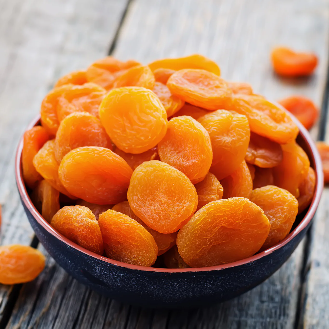 Bowl of dry apricots